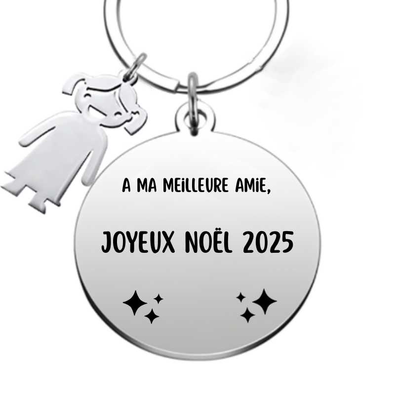 Porte-clé personnalisé Joyeux Noël Meilleure Amie