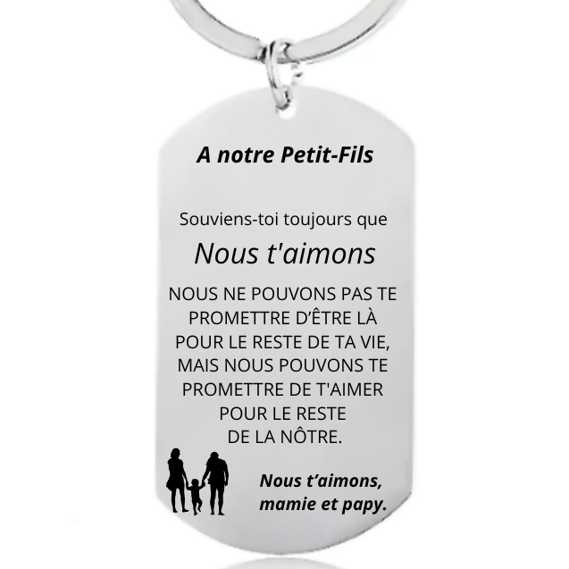 Le Porte-Clefs "A mon Petit-Fils" - Personnalisation FACE