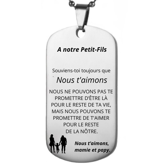Le Collier "A mon Petit-Fils" - Personnalisation FACE