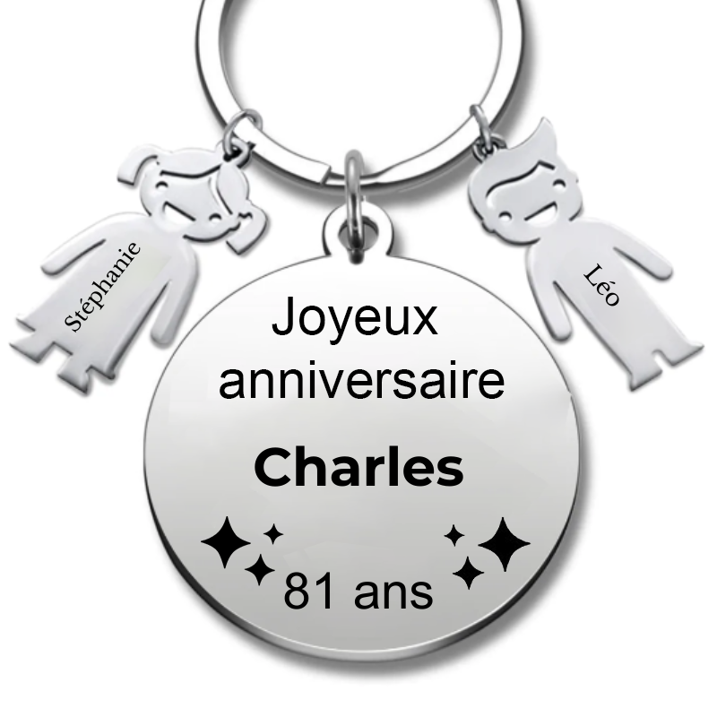 Le Porte-Clef "Joyeux anniversaire XXX 81 ans" - Prénom A Personnaliser