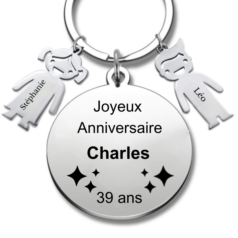 Le Porte-Clef "Joyeux anniversaire XXX 39 ans" - Prénom A Personnaliser