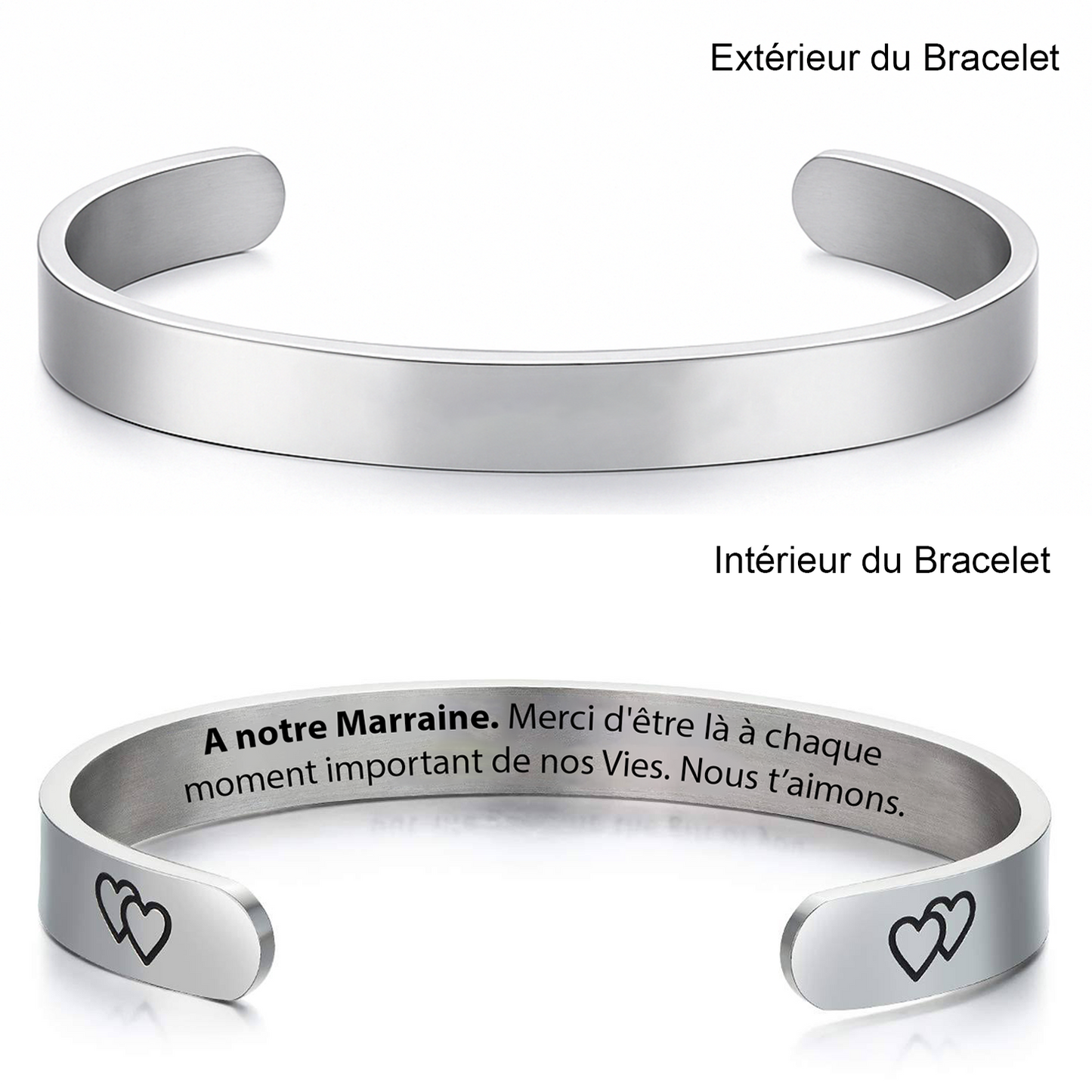 Bracelet Marraine Gravé et Ajustable