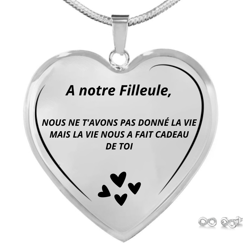 Collier Coeur A ma Filleule Gravé