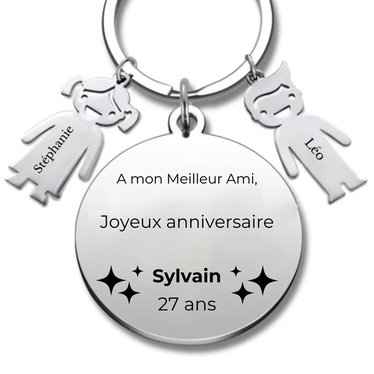 Porte Clés Joyeux Anniversaire pour mon Meilleur Ami Garçon - A personnaliser (Prénom/Age)