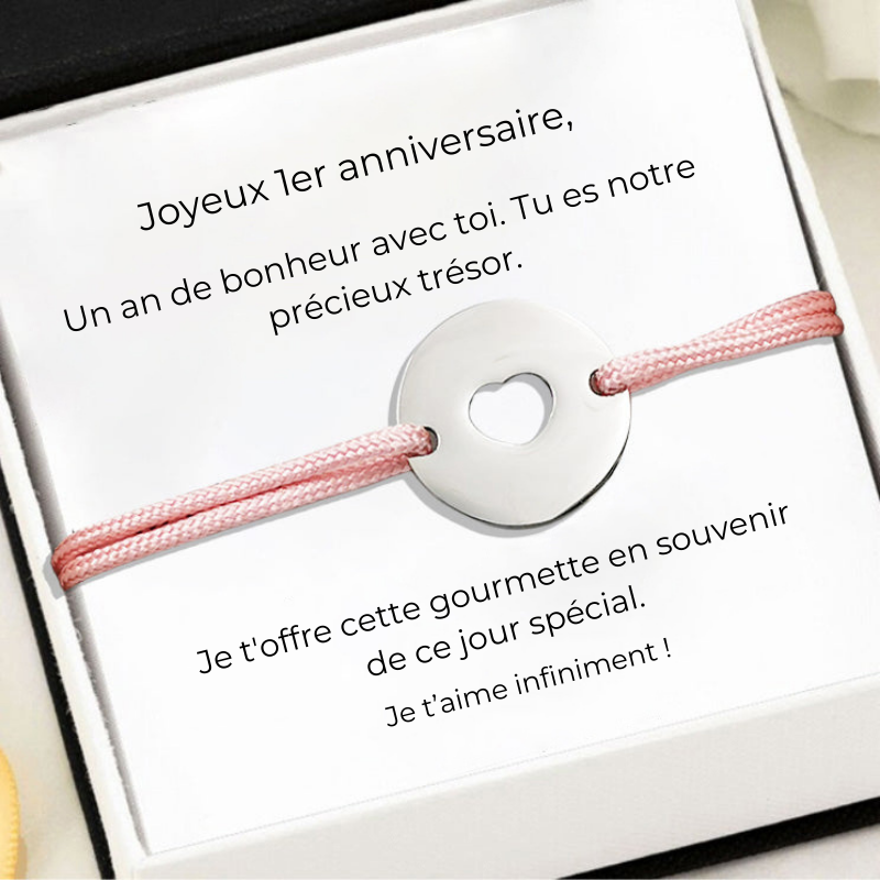 Gourmette Personnalisée Ajustable - Cadeau Fille 1 an