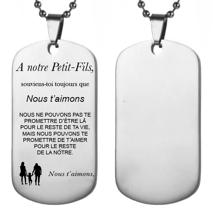 Le Collier "A mon Petit-Fils" - Personnalisation Texte