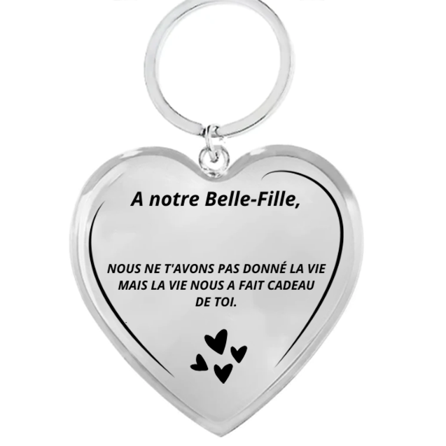 Le Porte-Clef Coeur "A ma Belle-Fille" personnalisé