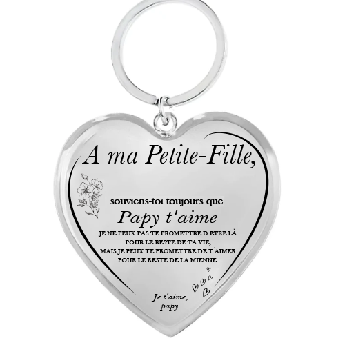 Le Porte-Clefs Coeur "A ma Petite-Fille" - Personnalisation FACE
