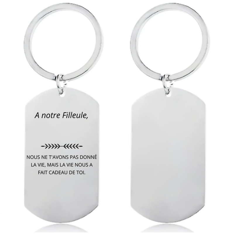 Porte Clé Filleule Gravé - Personnalisation FACE (Prénom)