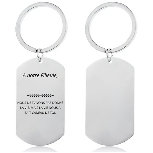 Porte Clé Filleule Gravé - Personnalisation FACE (Prénom)
