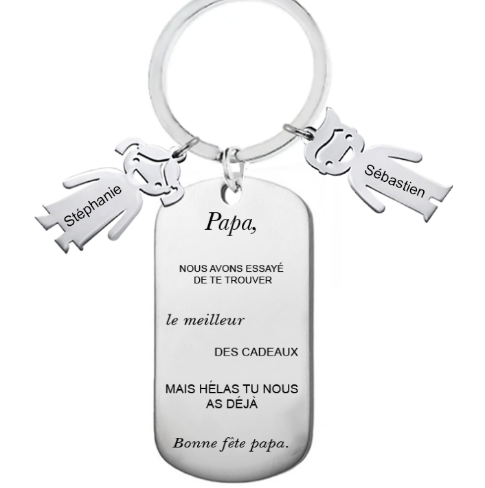 Porte-clef gravé 'A mon Papa' - Spécial Fête des Pères