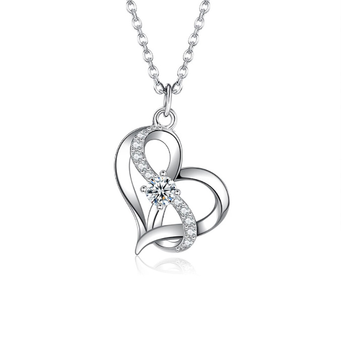 Parure Collier Boucles Oreilles Infini Double en Argent