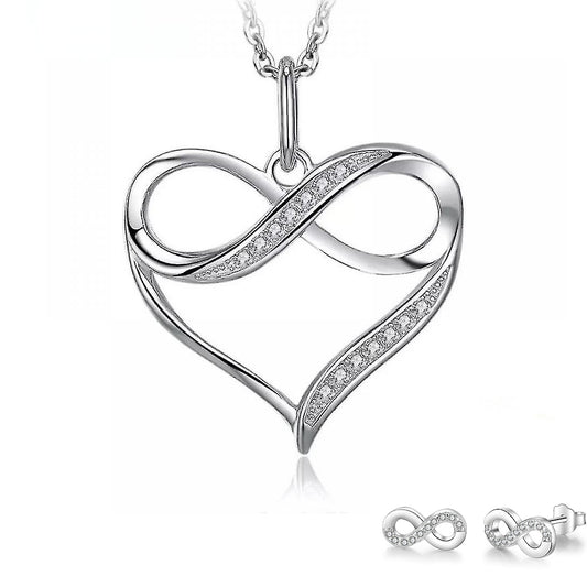 Parure Collier Boucles Oreilles Infini en Argent