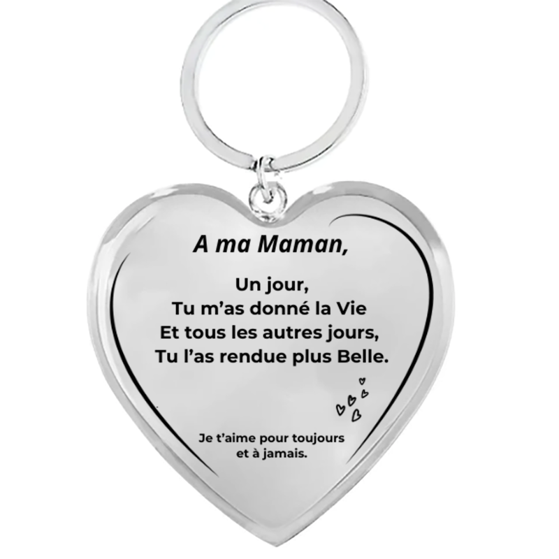 Porte Clef Cœur pour Maman Personnalisé