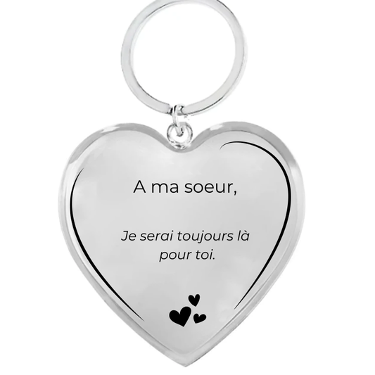 Porte Clef Cœur Sœur A personnaliser