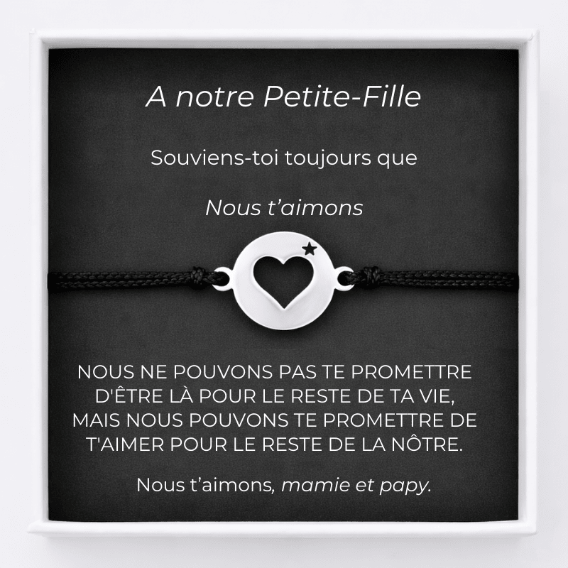 Bracelet A ma Petite-Fille Ajustable + Carte Petite Fille personnalisée Mamie et Papy - Les Bijoux de Marilou