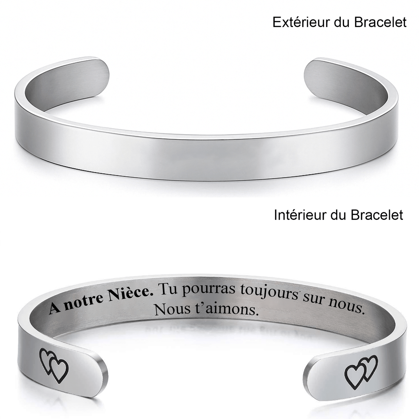 Bracelet Nièce Ajustable et Gravé à Personnaliser A notre Nièce - Les Bijoux de Marilou