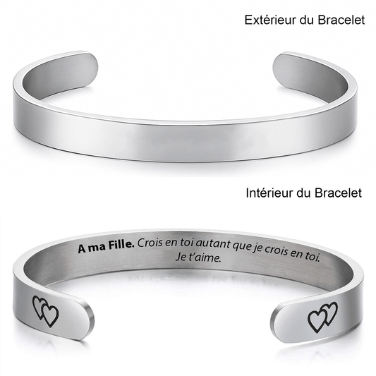 Bracelet pour ma fille jonc gravé — version A ma Fille Je t'aime