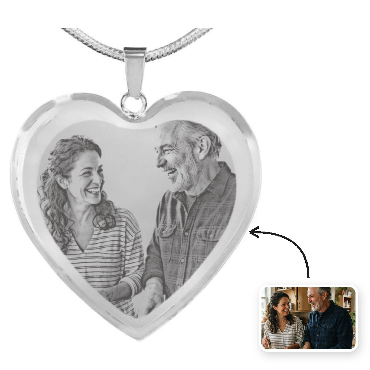 Collier cœur photo gravée personnalisé - Les Bijoux de Marilou
