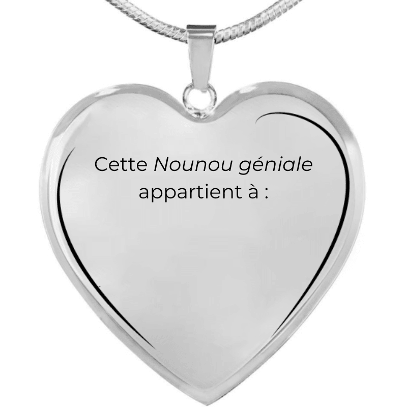 Collier Nounou personnalisé, pendentif cœur gravé La meilleure des Nounous sur chaîne acier