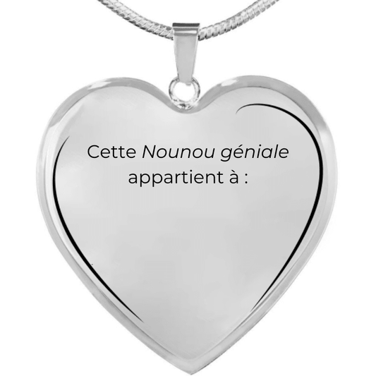 Collier Nounou personnalisé, pendentif cœur gravé La meilleure des Nounous sur chaîne acier