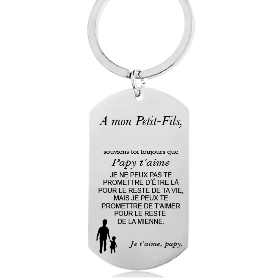 Porte-clé à mon petit-fils version Papy, gros plan sur la gravure