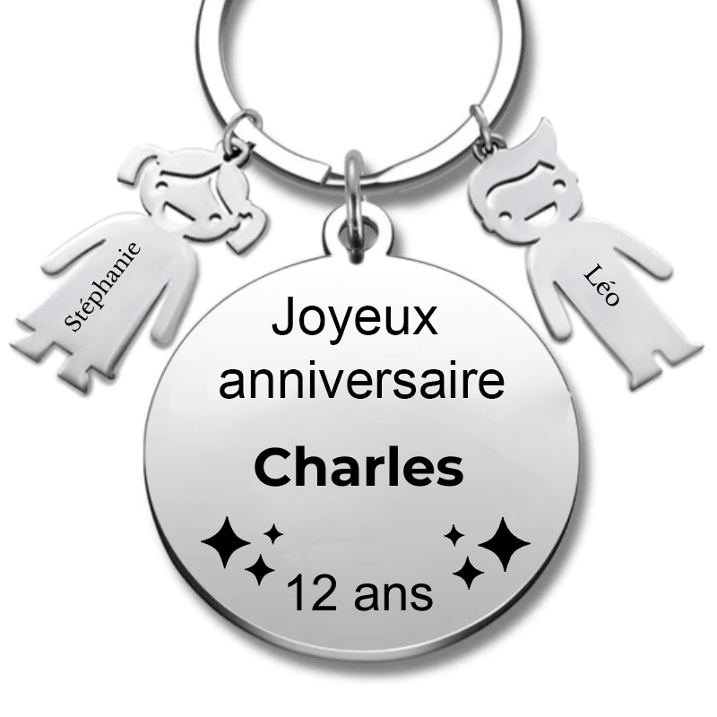 Le Porte - Clef "Joyeux anniversaire XXX 12 ans" - Prénom A Personnaliser - Les Bijoux de Marilou