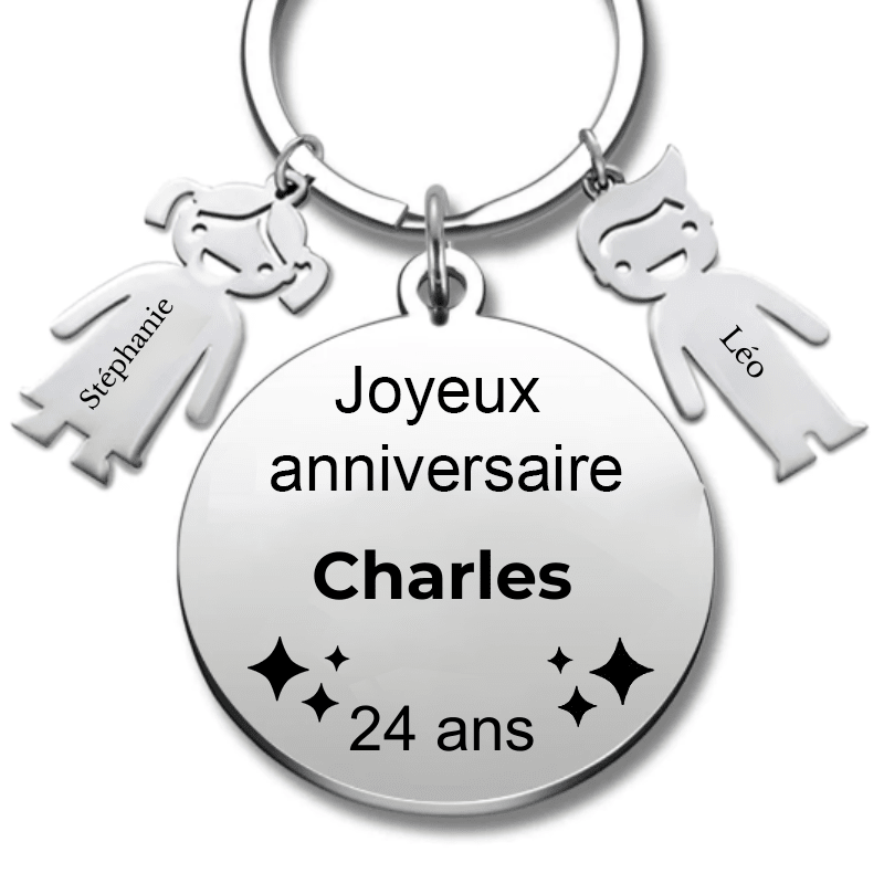 Le Porte - Clef "Joyeux anniversaire XXX 24 ans" - Prénom A Personnaliser - Les Bijoux de Marilou