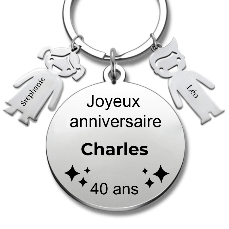 Le Porte - Clef "Joyeux anniversaire XXX 40 ans" - Prénom A Personnaliser - Les Bijoux de Marilou