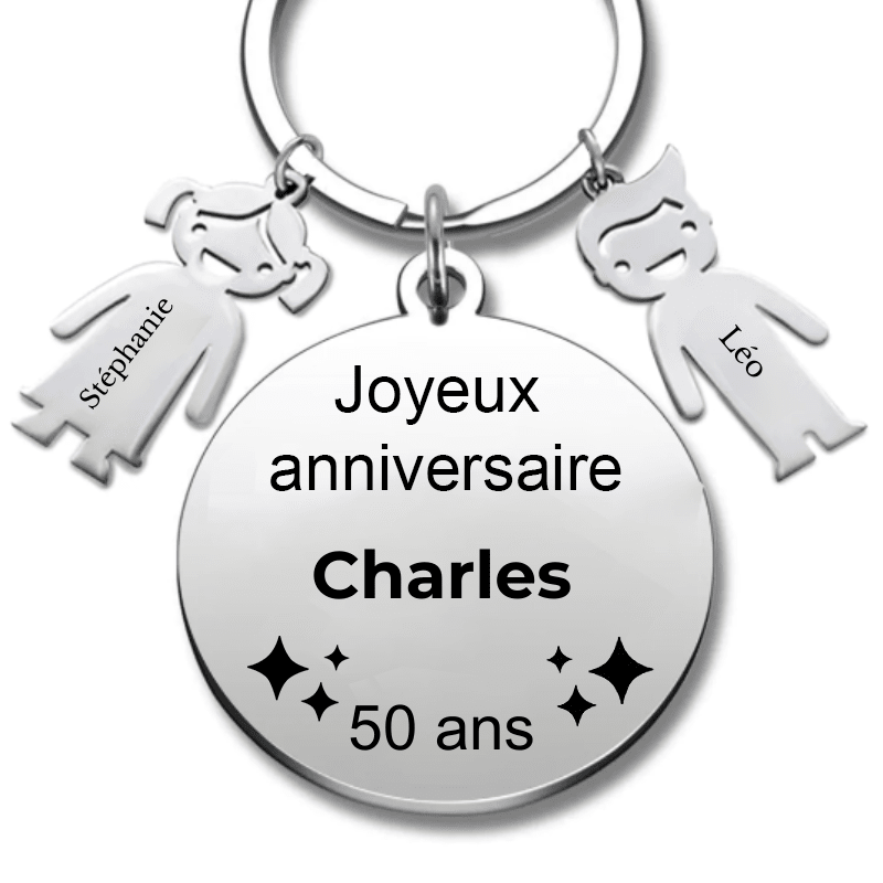 Le Porte - Clef "Joyeux anniversaire XXX 50 ans" - Prénom A Personnaliser - Les Bijoux de Marilou
