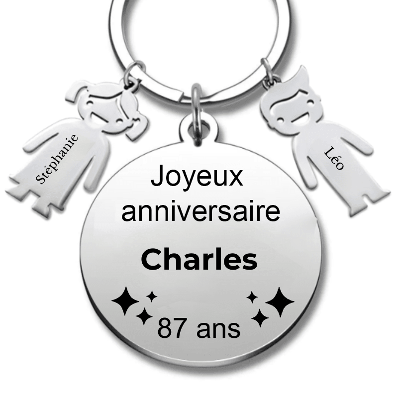 Le Porte - Clef "Joyeux anniversaire XXX 87 ans" - Prénom A Personnaliser - Les Bijoux de Marilou