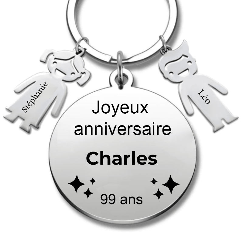 Le Porte - Clef "Joyeux anniversaire XXX 99 ans" - Prénom A Personnaliser - Les Bijoux de Marilou