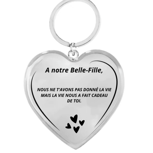 Porte-clé cœur belle-fille personnalisé avec prénom gravé en option - Les Bijoux de Marilou