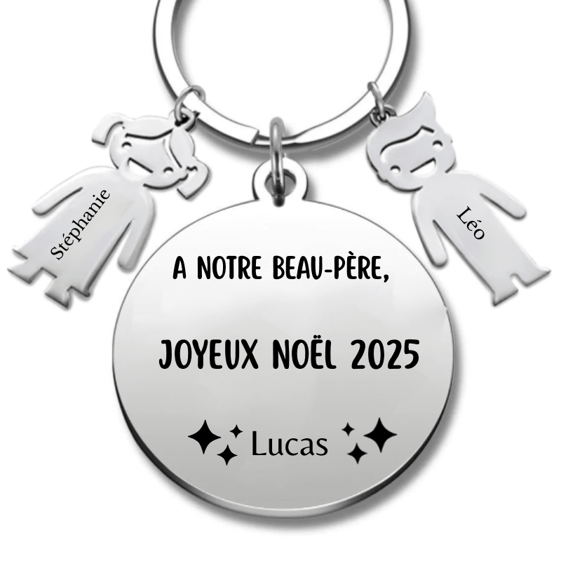 Porte Clé Beau Père Personnalisé Joyeux Noël Beau Père - A personnaliser (Prénom/Age) - Les Bijoux de Marilou