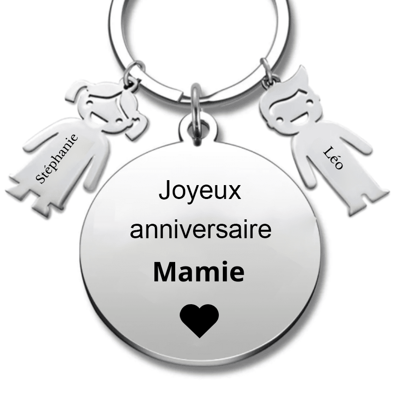 Porte-clé personnalisé Mamie : Cadeau Anniversaire Grand-Mère - Les Bijoux de Marilou