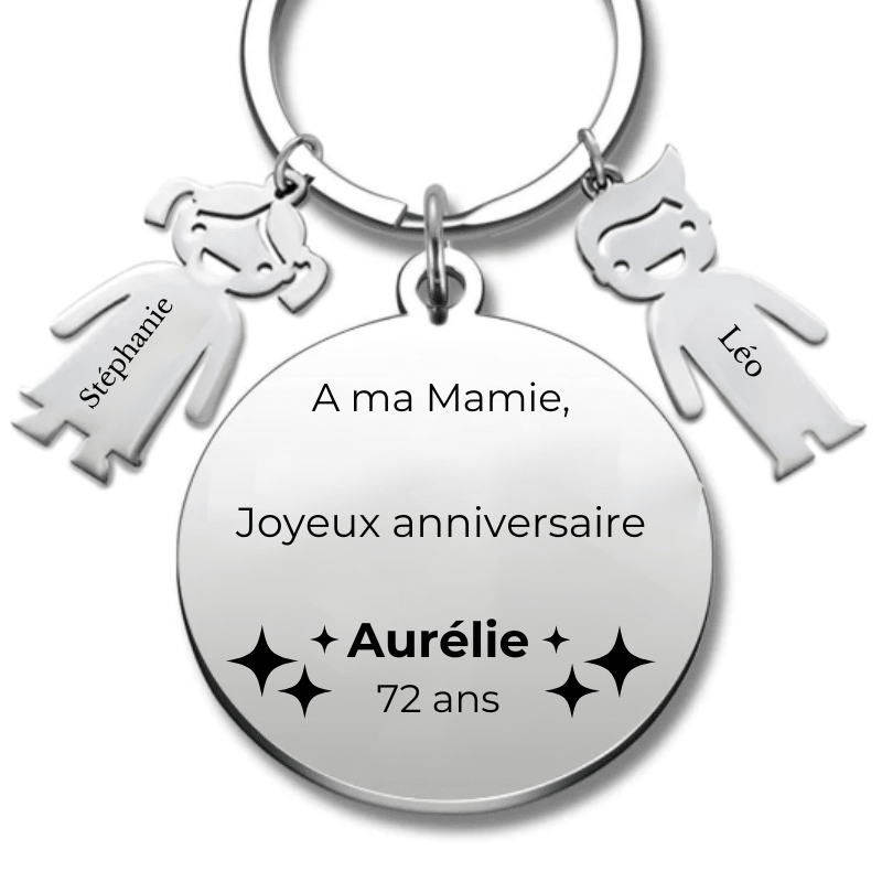 Porte Clé Mamie Personnalisé "Joyeux Anniversaire Mamie" - Les Bijoux de Marilou