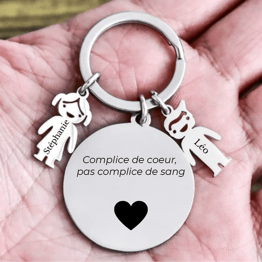 Porte-clé meilleur ami gravé tenu en main acier inoxydable