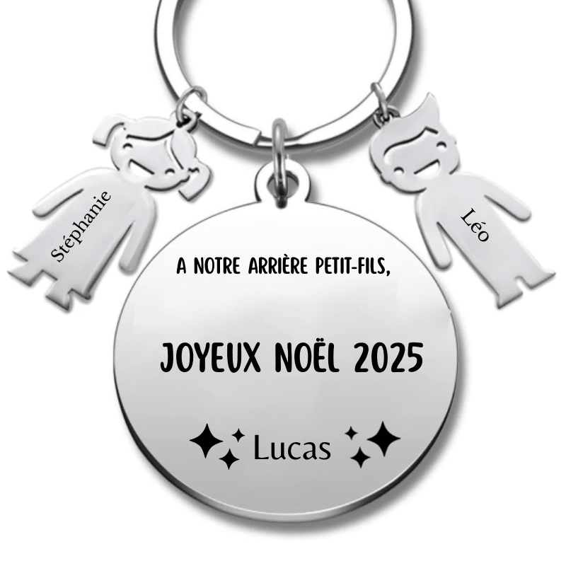 Porte Clé Noël Joyeux Noël Arrière Petit - Fils - A personnaliser - Les Bijoux de Marilou
