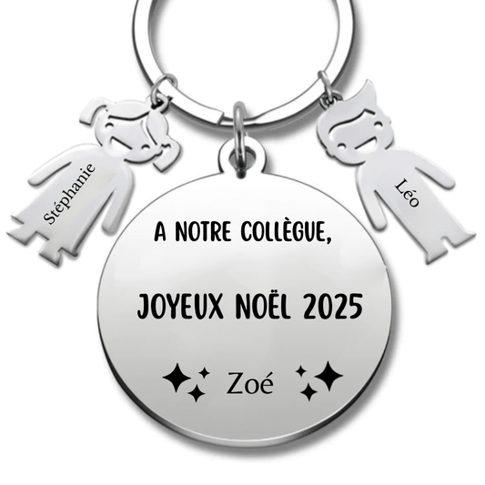 Porte Clé Noël Joyeux Noël Collègue - A personnaliser - Les Bijoux de Marilou