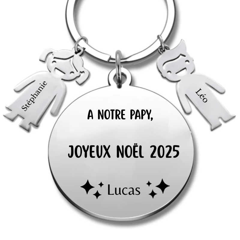 Porte Clé Papy Personnalisé Joyeux Noël Papy - A Personnaliser (Prénom) - Les Bijoux de Marilou