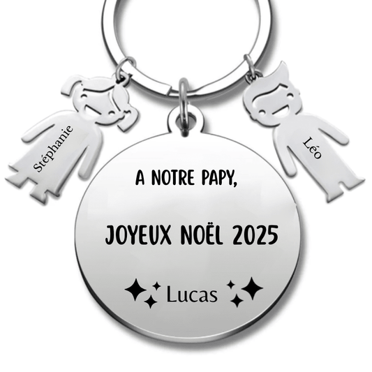 Porte Clé Papy Personnalisé Joyeux Noël Papy - A Personnaliser (Prénom) - Les Bijoux de Marilou