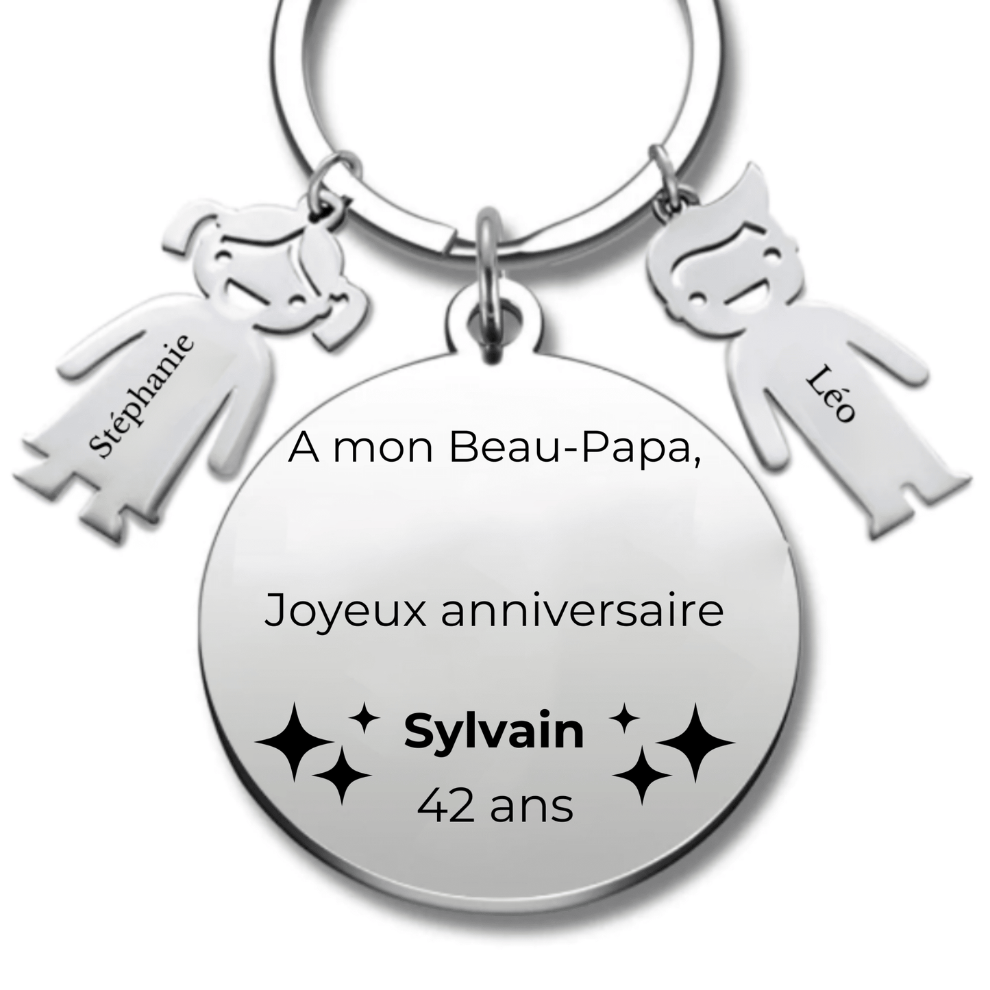 Porte-clé personnalisé "Joyeux Anniversaire Beau-Papa" (Prénom/Age) - Les Bijoux de Marilou