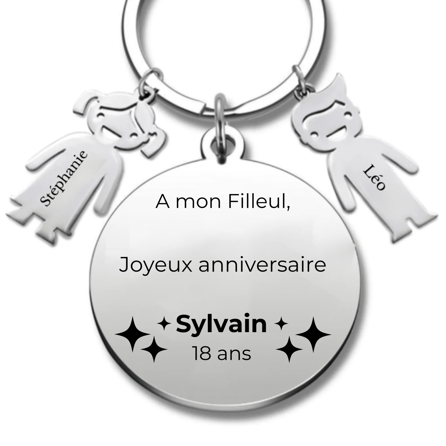 Porte - clé personnalisé Joyeux Anniversaire Filleul - A personnaliser (Prénom/Age) - Les Bijoux de Marilou