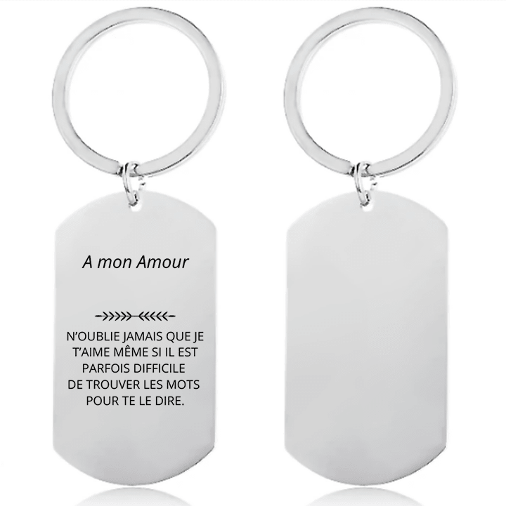 Porte-clé À mon Amour avec prénom gravé en face, cadeau homme - Les Bijoux de Marilou