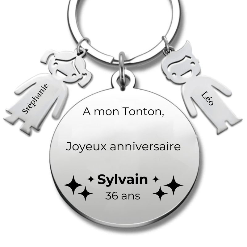 Porte Clé Super Tonton Personnalisé - Cadeau Anniversaire Original pour Tonton (Prénom/Age) - Les Bijoux de Marilou