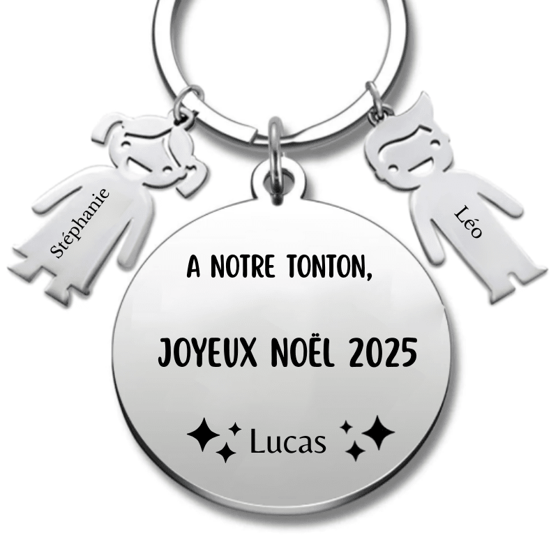 Porte Clé Super Tonton Personnalisé Joyeux Noël Tonton - A personnaliser (Prénom) - Les Bijoux de Marilou