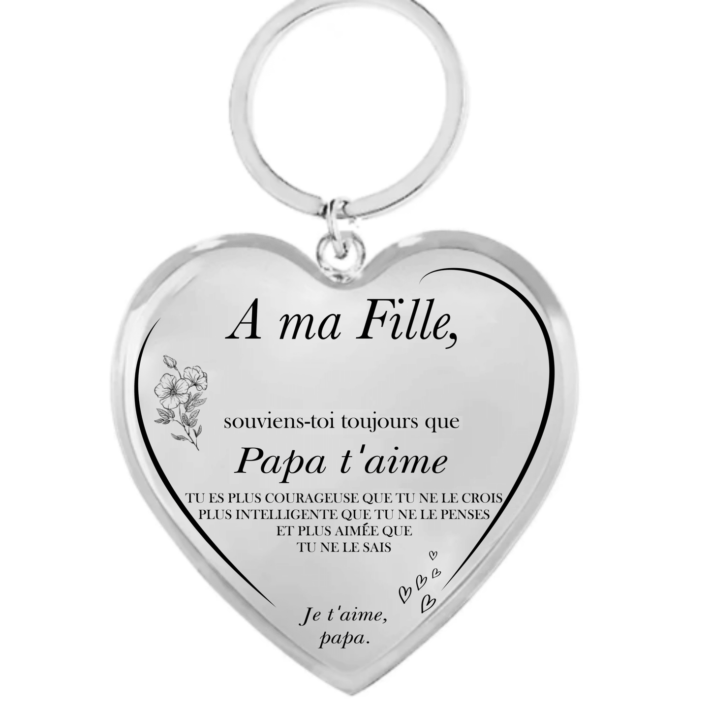 Porte-clé fille gravé A ma Fille, version Papa en vue rapprochée - Les Bijoux de Marilou