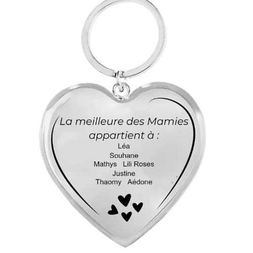 Le Porte-Clef Coeur "la meilleure des mamies"
