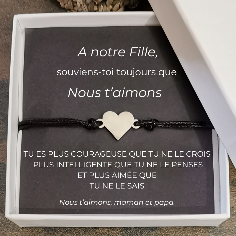Le bracelet Coeur + la carte "A ma fille"