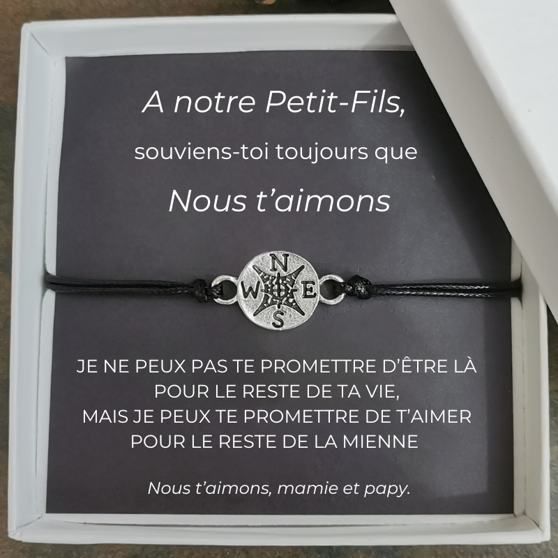 Le bracelet "Contre vents et marées" + la carte "A mon petit-fils"